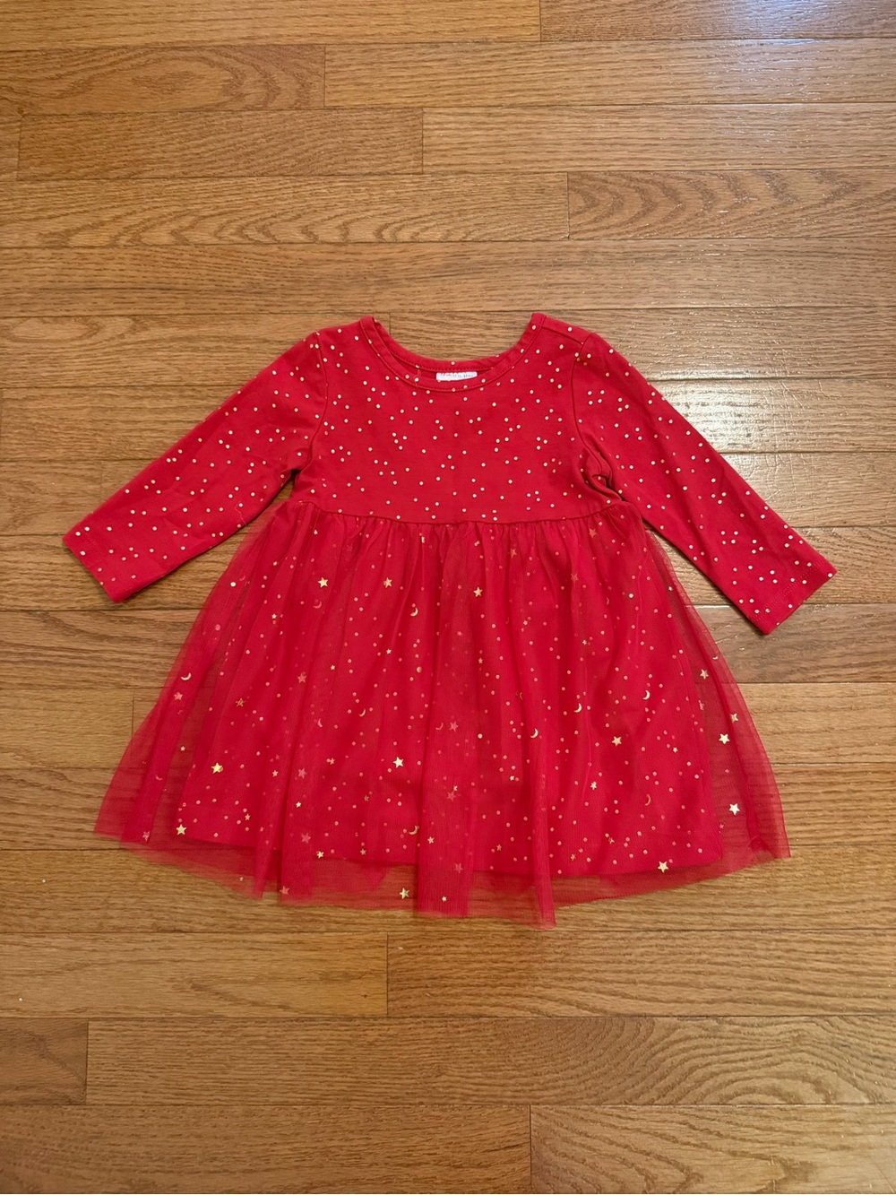 Hanna Andersson Red and Gold Star Tulle Dress